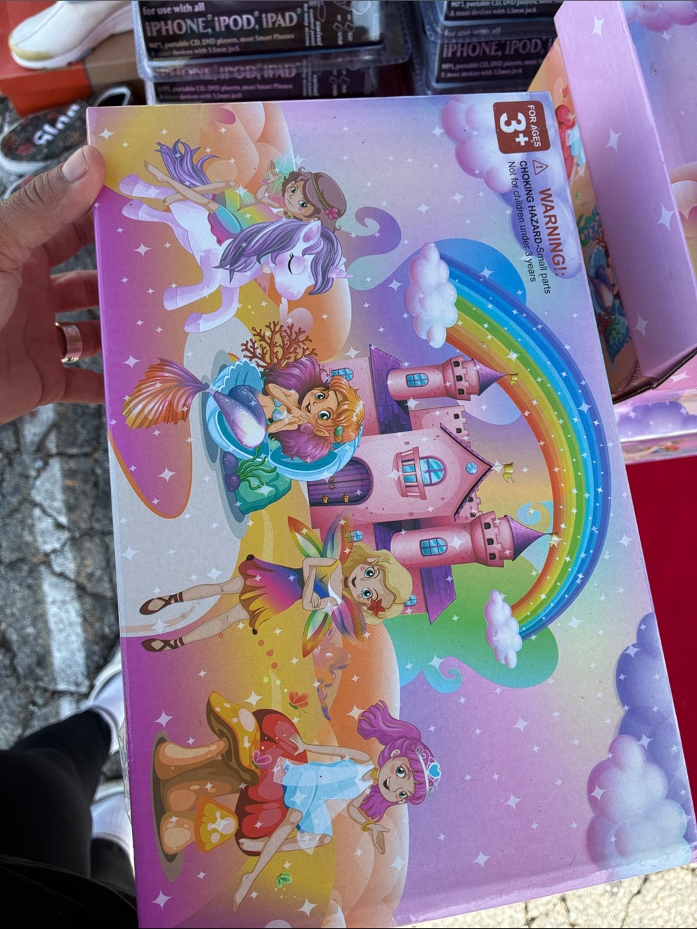 Kids Magical Castle Playset Storage Box - Pink Rainbow Design